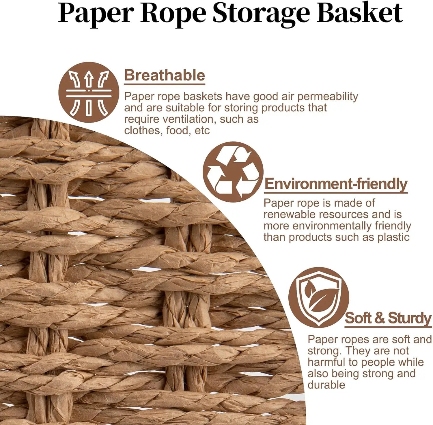 OIAHOMY Wicker Basket, Paper Shelf Basket with Built-in Handles, Rectangular Wicker Storage Bin for Pantry, Shelves, 1 Pack-Yellow by GreenHaven Gardens
