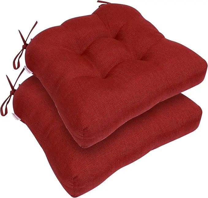 RACE LEAF 17" x 17" Patio Chair Seat Pads Red - Outdoor/Indoor Patio Cushions Set of 2 - Replacement Cushions for Chairs and Seating - Olefin Seat Pads for Porch, Deck, and Garden Seats by GreenHaven Gardens