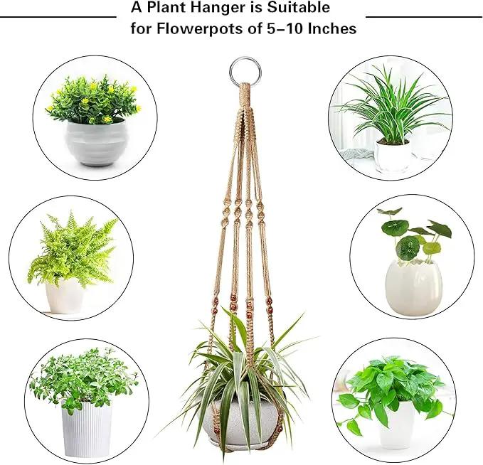 Augshy 2 Pcs Plant Hangers Hanging Plant Holder for Indoor Outdoor Decor Macrame Hanging Planter Basket with 4 Hooks(35 Inch) by GreenHaven Gardens