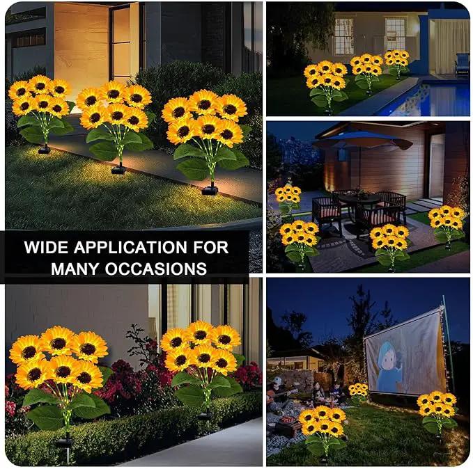 2 Pack with 12 Solar Sunflower Garden Lights Warm White LED Outdoor Decorative Stake Lights for Yard, Patio, Lawn, Pathway, IP65 Waterproof, Ideal Gift for Women, Mom, Grandma, Friends by GreenHaven Gardens