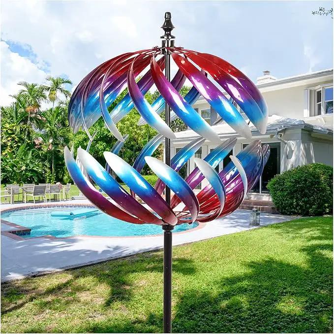 Yard Garden Wind Spinners - Large Outdoor Metal Wind Spinners Sculptures, Yard Art Lawn Garden Decor (19" W x 84" H) by GreenHaven Gardens