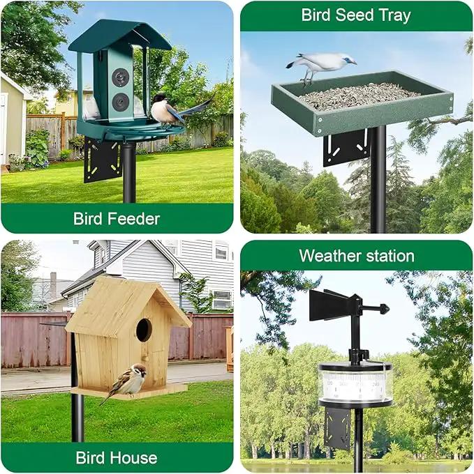 Bird Feeder Pole, 92in Adjustable Bird House Pole for Outdoors, Heavy Duty Smart Feeder Pole Mount Kit for Feeders, Birdhouse, Weather Station, Birdwatching by GreenHaven Gardens