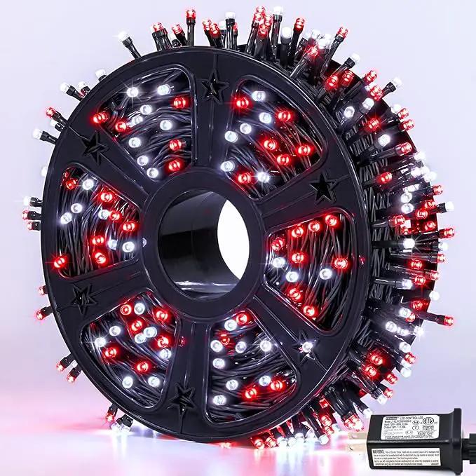 JMEXSUSS 500 LED Red and White Christmas Lights, 173ft 8 Modes Christmas String Lights Outdoor Waterproof Plug in Christmas Tree Lights for House Xmas Tree Party Holiday Decor by GreenHaven Gardens