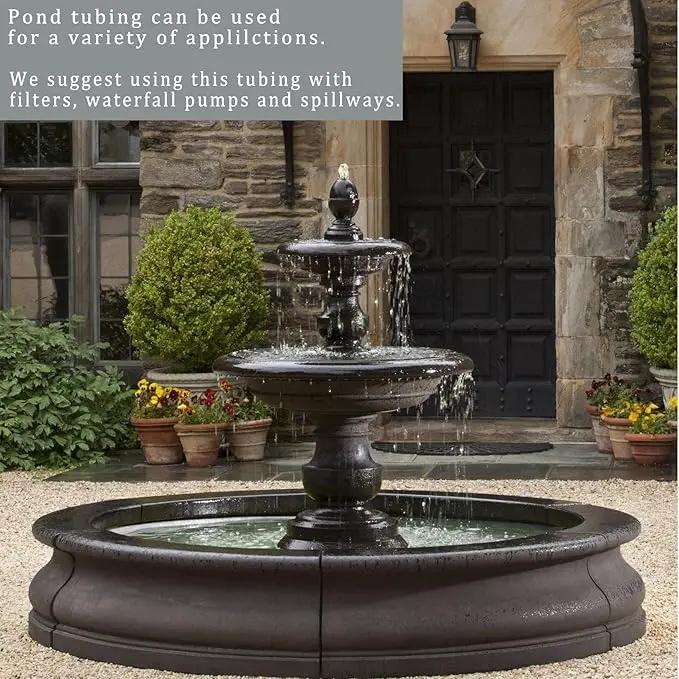 Black Vinyl Tubing ID 3/4” × 10ft Pond hose Corrugated Flexible Reinforced PVC Hose for Pond Pump Fountain Garden Waterfall, Non-toxic & Kinkproof, with 2 clamps by GreenHaven Gardens