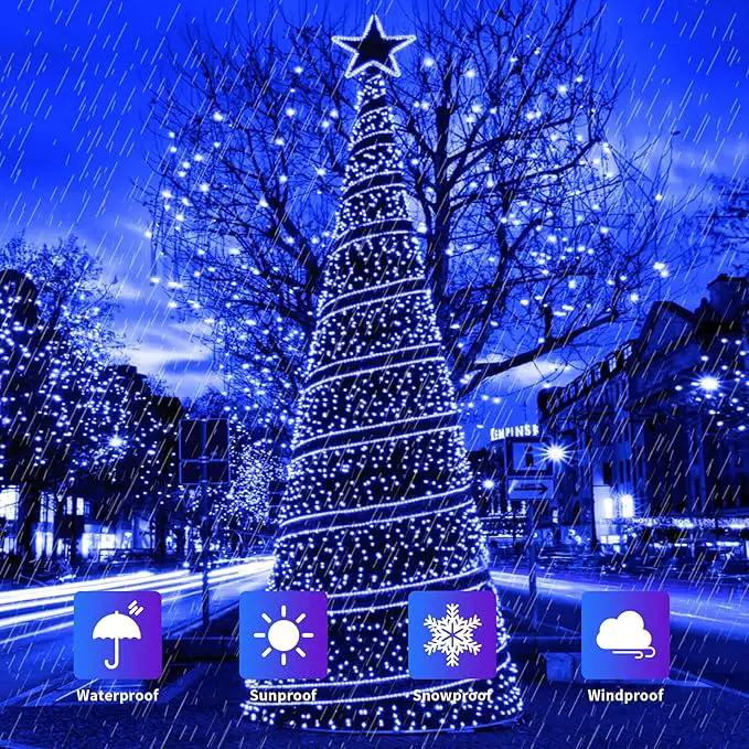 JMEXSUSS 500 LED Blue Christmas Lights Outdoor, 173ft 8 Modes Waterproof Christmas Tree Lights, Green Wire LED Fairy String Lights Plug in for Indoor Party House Holiday Christmas Decor by GreenHaven Gardens