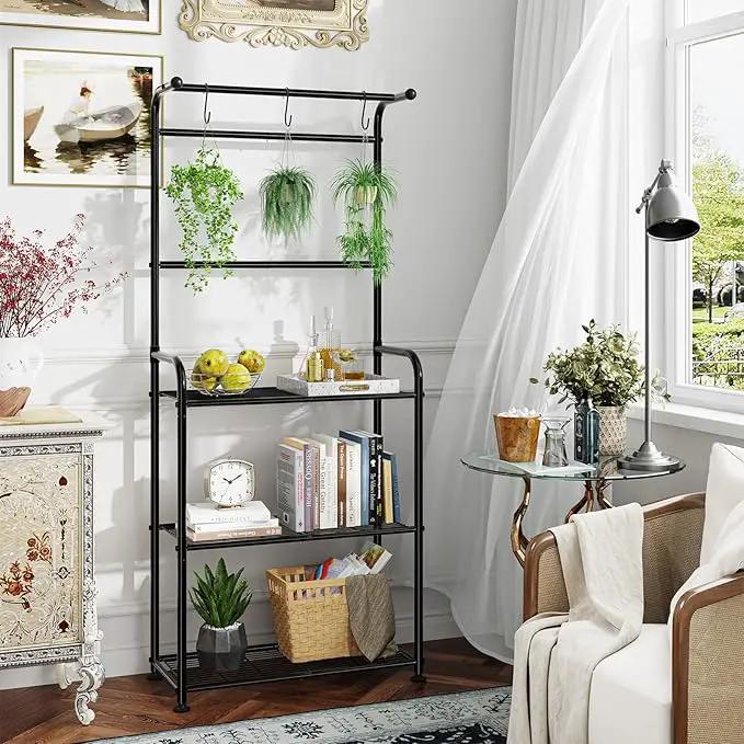 Plant Stand Indoor Outdoor, Heavy Duty Metal 3 Tiered Tall Hanging Plant Shelf for Multiple Flower Planter Holder 67" Large Rack for Living Room Garden Balcony, Black by GreenHaven Gardens