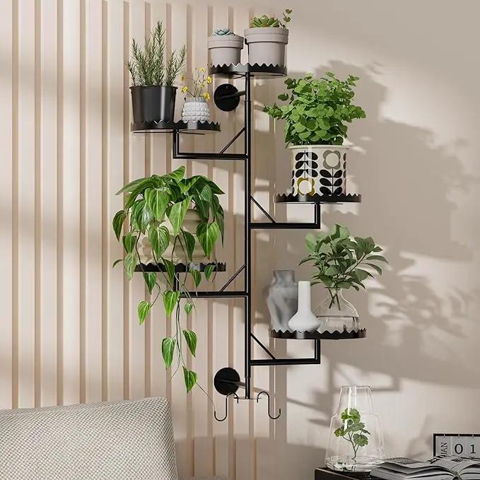 Rotating Window Plant Shelves indoor 5-tier Metal Plant Stand, Wall Plant holder for Multiple Plants indoors, Window Sill Gifts for Small Spaces, Stylish and Functional Indoor Plant Stand Black by GreenHaven Gardens