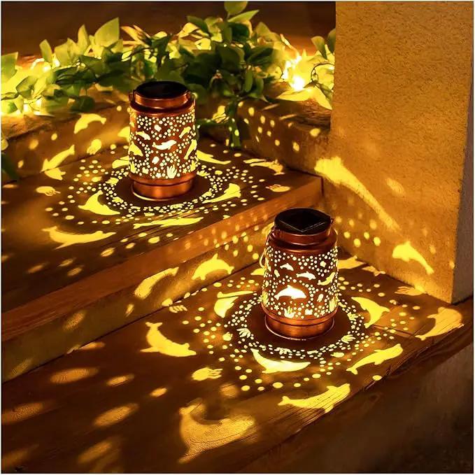 Dolphin Solar Lanterns Outdoor Waterproof Hanging Solar Lights Dolphin Gifts for Women Men Metal Decorative LED Dolphin Lanterns for Garden Decor,Yard,Patio,Lawn,Tabletop,Pathway,Landscape by GreenHaven Gardens