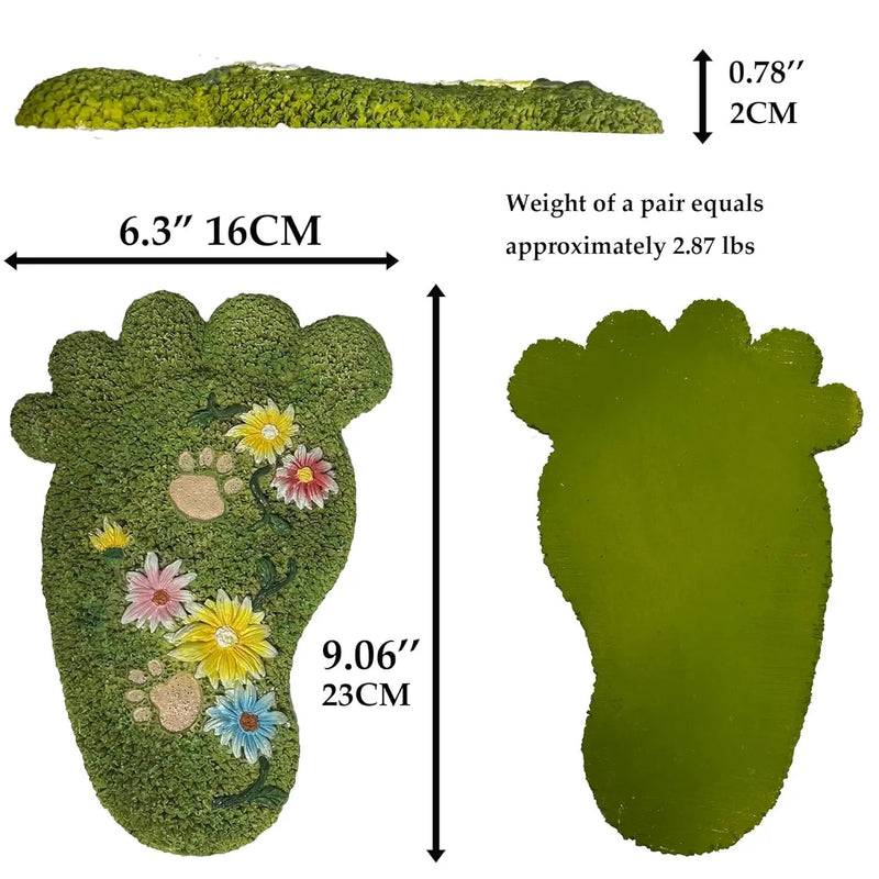 Garden Stepping Stones - Patio Outdoor Decorative Footprint Stones, Lawn Stepping Stones Set, Resin (Set of 2) by GreenHaven Gardens