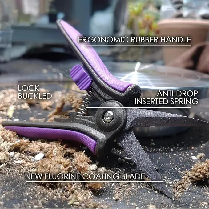 Non-stick Resin Resist Blade Micro-Tip Garden Snips 6" Fluorine Coating Garden Scissors Pruning Shear Precision Bud Trimming Hand Pruner Leaf Stem Sharp Snips Effort-saving 2 PACK by GreenHaven Gardens