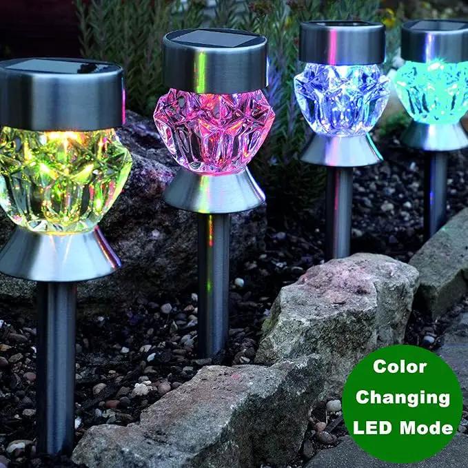 Solar Pathway Lights Outdoor, 6 Pack Solar Garden Lights, Color Changing LED Landscape Stake Outdoor Solar Lights for Walkway, Pathway by GreenHaven Gardens
