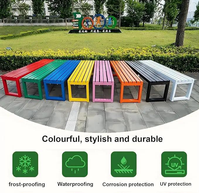 Weatherproof Metal Dining Bench, Outdoor Bench Backless Patio Bench 2-Person Farmhouse Bench Garden Bench for Kitchen, Living Room, Entryway(White,40in) by GreenHaven Gardens