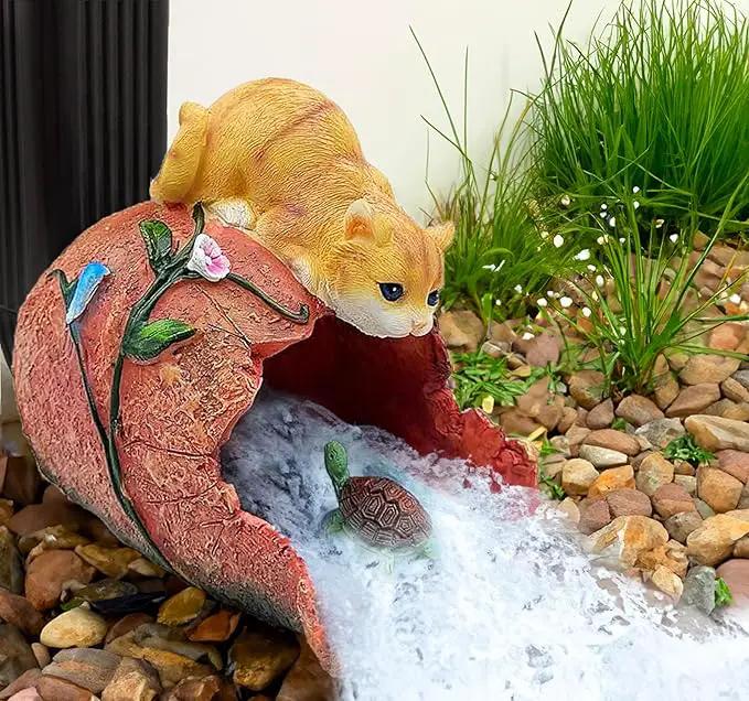 Teaeeno Orange Cat Decor Statue Gutter Downspout Extension Decorative,Animal Statue Outdoor Decor,3"×4" Rain Gutter Downspout Splash Block,Garden Splash Block Outdoor Sculpture,Rain Downspout Diverter by GreenHaven Gardens