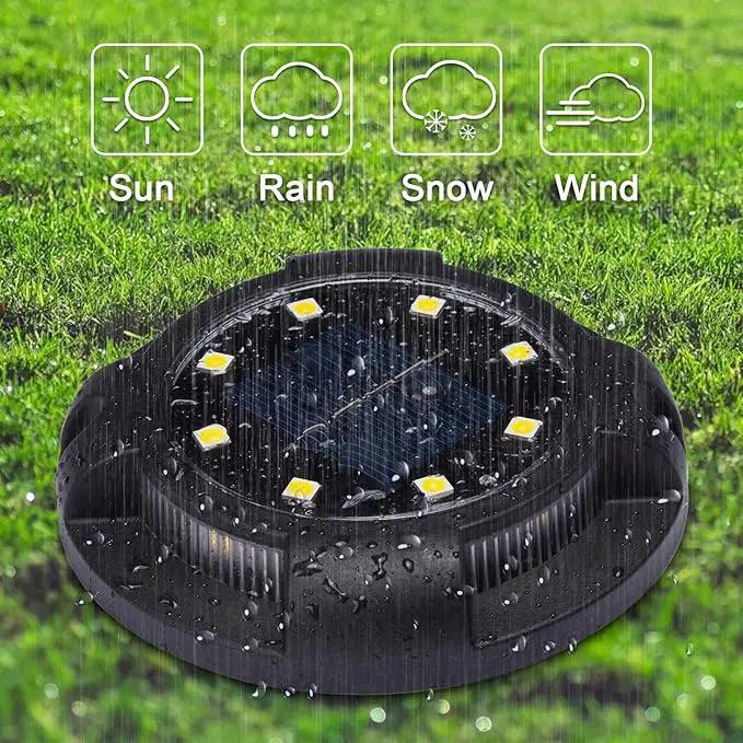 Solar Ground Lights Outdoor 12 Packs 12 LED Disk Lights Solar Powered Waterproof New In-ground Lights For Garden Deck Stair Step Lawn Patio Driveway Walkway Pathway Yard decoration(Warm Light,12Pack) by GreenHaven Gardens