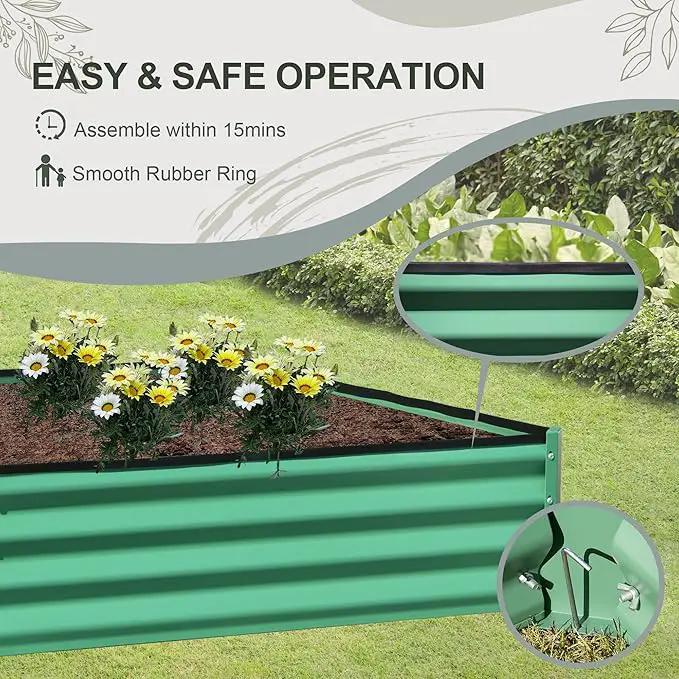 Domi Galvanized Raised Garden Bed, 8x4x1Ft Thickening Metal Planter Box for Vegetables Bottomless for Backyard Outdoor, 1" Deep w/ 228 Gallon Capacity - Green by GreenHaven Gardens