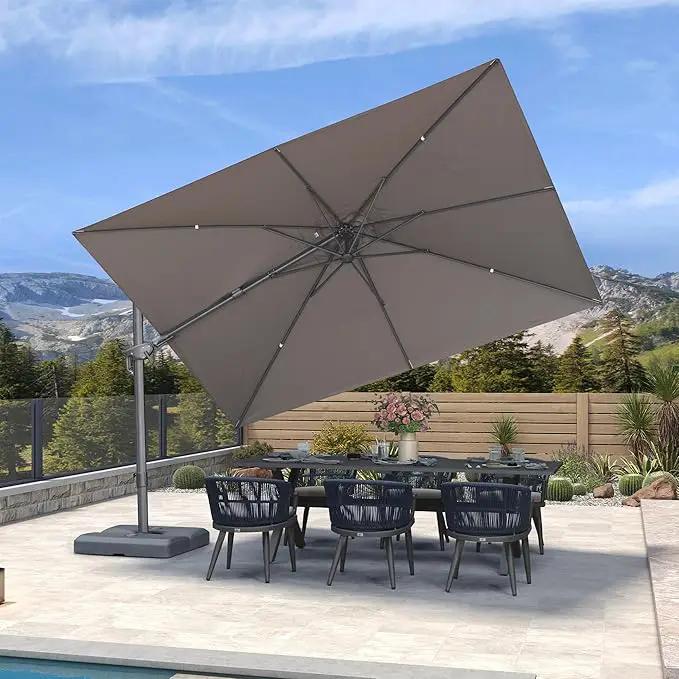 PURPLE LEAF 10' X 6.5' Left-right Tilting Outdoor Patio Umbrella Swivel Offset Cantilever Heavy Duty Rectangle Aluminum Umbrella with UV Resistant for Deck Pool Patio Backyard, Ash Mocha by GreenHaven Gardens