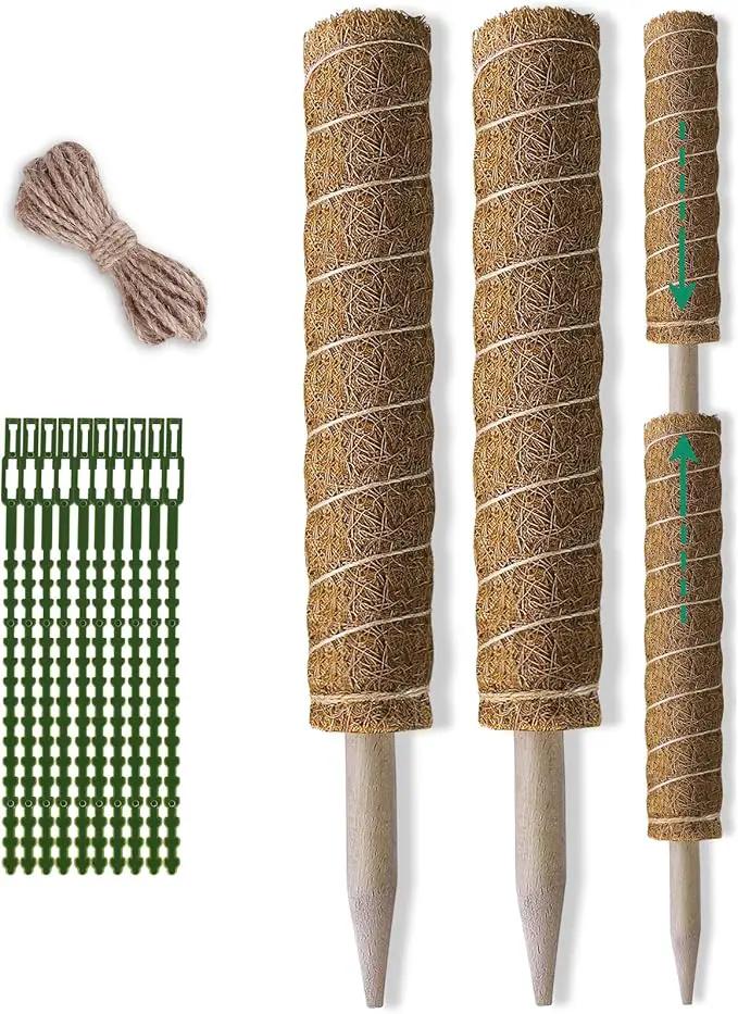 Moss Pole 36 Inch - Monstera Plant Support, 2 Pack 20.5 Inch Plant Stakes for Indoor Plants Coco Coir Moss Pole Sticks for Climbing Potted Live Plants, Pothos, Philodendron, with Garden Ties by GreenHaven Gardens