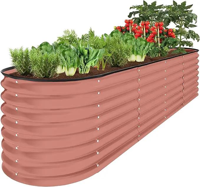 Best Choice Products 8x2x2ft Metal Raised Garden Bed, Oval Outdoor Deep Root Planter Box for Vegetables, Herbs w/ 4 Support Bars, 215 Gal Capacity - Terracotta by GreenHaven Gardens