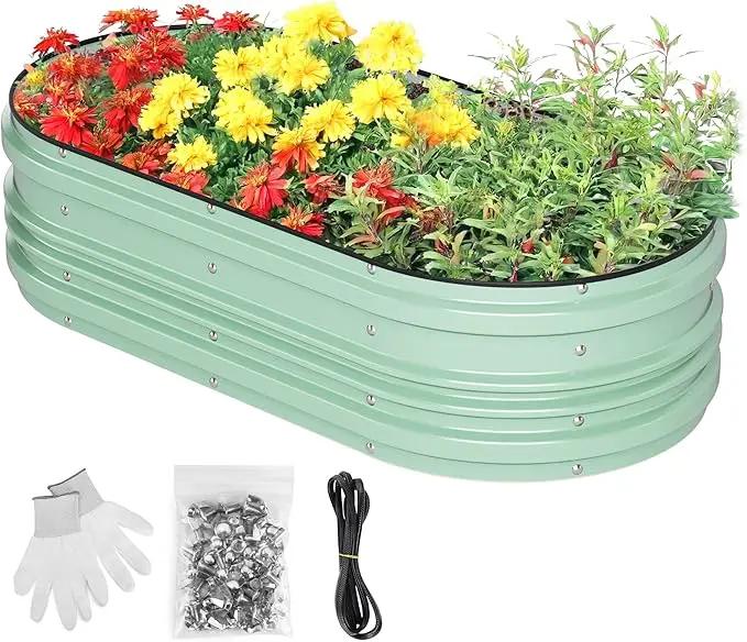 WORKPRO 4x2x1ft Galvanized Raised Garden Bed Set, Rust & Corrosion Protection, Easy Assembly, Safe Edge, Ideal for Vegetables & Flowers, Green by GreenHaven Gardens