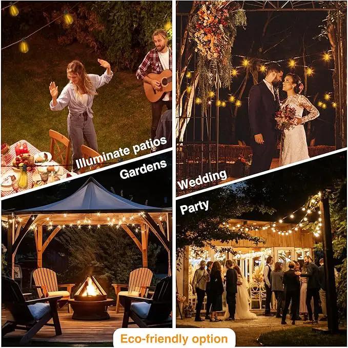 DAYBETTER 100ft Series de Luces solares 50 Bulbs 2700K Warm White Solar String Lights Outdoor Waterproof 5W Solar Panel, 12+ Hours Runtime Luces solares automáticas by GreenHaven Gardens