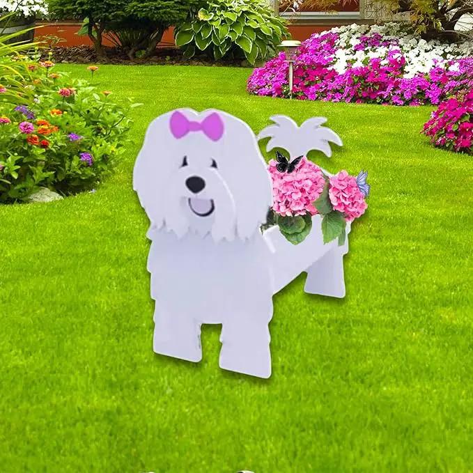 Cotton Veil Dog Planter Plant Pots,Cute Garden Dog Flower Planter,Dog Planters Birthday Gifts for Women,Office,Indoor/Outdoor Decor（9.45 * 9.02 * 13.39in） by GreenHaven Gardens
