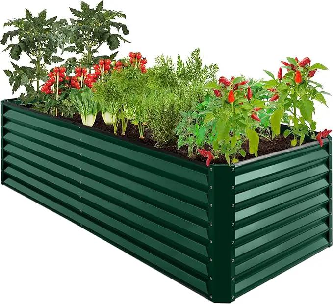 Best Choice Products 8x4x2ft Outdoor Metal Raised Garden Bed, Deep Root Planter Box for Vegetables, Flowers, Herbs, and Succulents w/ 478 Gallon Capacity - Dark Green by GreenHaven Gardens