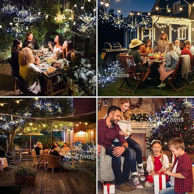 4 Pack Firework Lights, Yellow and White Patio Fairy Light Lighting Star Fireworks Sphere Fancy 120 LED DIY Dandelion Decoration Light with Remote, for Outdoor Bar Tree Wedding Party Restaurant by GreenHaven Gardens