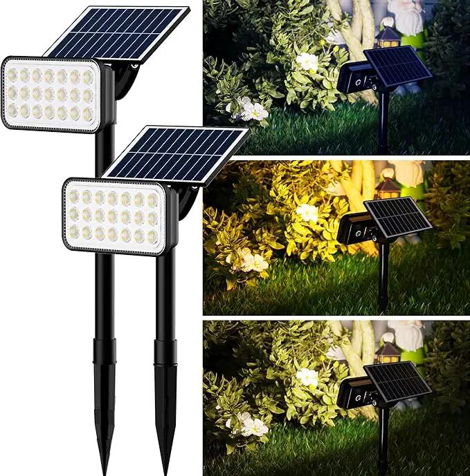 JACKYLED Solar Spot Lights Outdoor, 84 LEDs Solar Lights for Outside with 5 Modes Auto On/Off, IP65 Waterproof Landscape Spotlights for Yard Garden Decorative, Walkway, Driveway, 2 Pack by GreenHaven Gardens