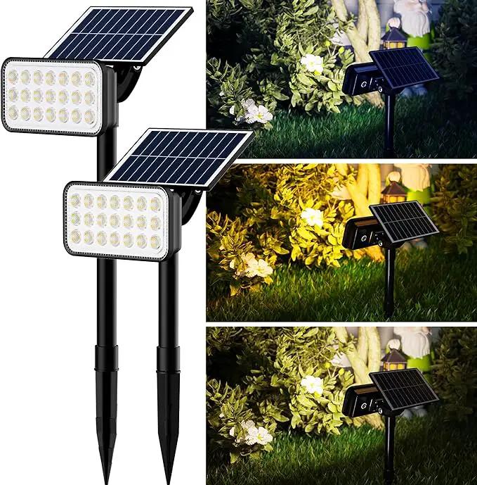 JACKYLED Solar Spot Lights Outdoor, 84 LEDs Solar Lights for Outside with 5 Modes Auto On/Off, IP65 Waterproof Landscape Spotlights for Yard Garden Decorative, Walkway, Driveway, 2 Pack by GreenHaven Gardens