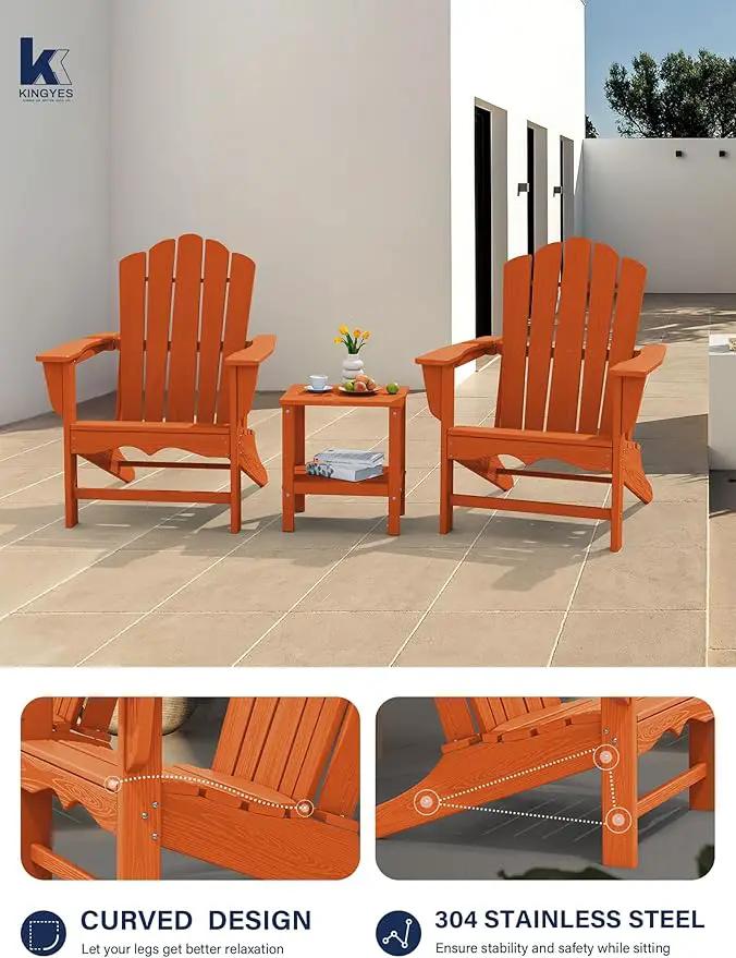 KINGYES HDPE Adirondack Chair Chair Set of 6, Classic All-Weather Adirondack Chair, Orange by GreenHaven Gardens