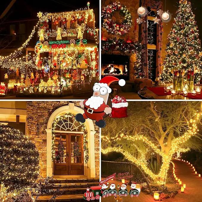 6 Pack 600 LED Solar String Lights for Outside, Solar Christmas Lights Outdoor Waterproof, Green Wire Twinkle Light with 8 Lighting Modes for Xmas Tree Wedding Party Garden Decorations (Warm White) by GreenHaven Gardens