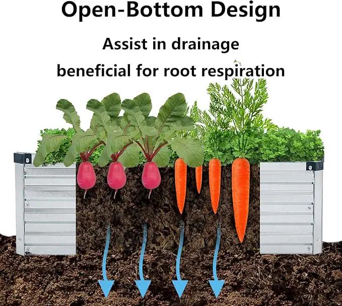 2 Pack 8x2x1FT Galvanized Raised Garden Beds Kit Outdoor Metal Gardening Planter Box for Vegetable Elevated Flower Herbs,Silver by GreenHaven Gardens