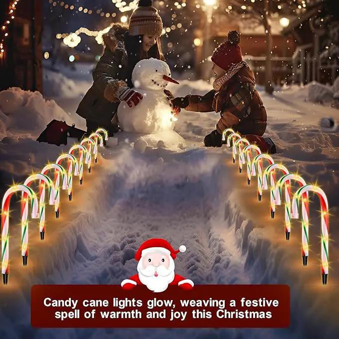 10" Christmas Candy Cane Pathway Lights, Set of 10 Pack Christmas Outdoor Decorations Candy Cane Lights Red & Green by GreenHaven Gardens
