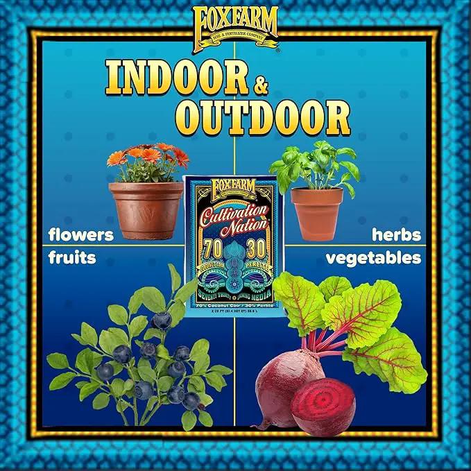 FoxFarm Cultivation Nation 70:30 Growing Media, 2cu ft - Mix of Coconut Coir and Perlite - Provides Aeration and Drainage, Use for Indoor/Outdoor Container Gardens by GreenHaven Gardens