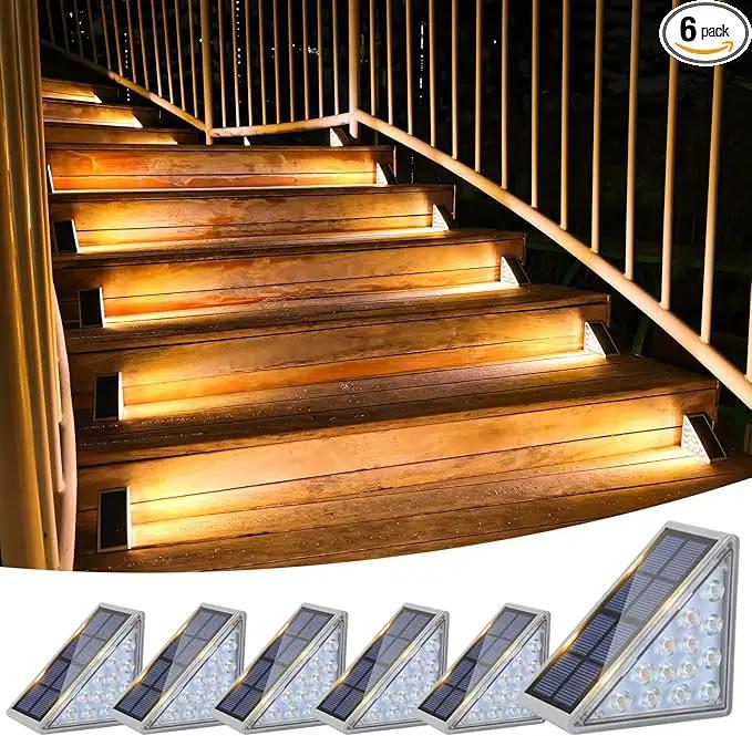 VOLISUN Solar Stair Lights 6 Pack, Solar Step Lights Outdoor Waterproof IP67, LED Outdoor Step Light,Outdoor Light Decor for Garden Stair, Deck, Front Step, Front Porch, and Patio（3000K） by GreenHaven Gardens