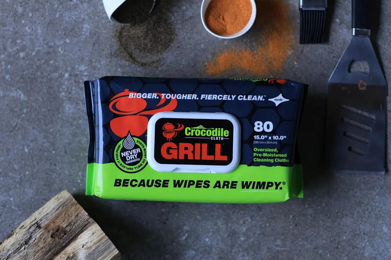 Crocodile Cloth Grill Wipes, 640 Count (8 Packs) – Extra-Large 15” x 10” Plant-Based Cleaning Cloths, Safe on Skin & Surfaces, Pre-Moistened with Aloe & Vitamin E by GreenHaven Gardens