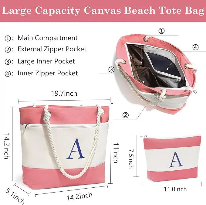 YOOLIFE Beach Bags for Women - Initial Tote Waterproof Bag with Makeup Bag, Mothers Day Gifts for Women Mom Friend Birthday by GreenHaven Gardens