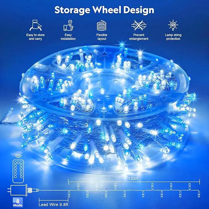 JMEXSUSS Blue and White Christmas Lights Outdoor, 8 Modes 400 LED Christmas String Lights Indoor,132ft LED Lights Plug in for Christmas Tree Party Decorations by GreenHaven Gardens