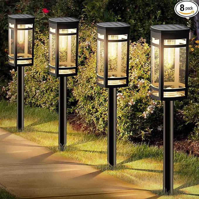 8 Pack Solar Lights Outdoor Waterproof for Garden Pathway Walkway Driveway Yard Lawn Decorative Landscape Lighting. (Warm White Light, 8) by GreenHaven Gardens