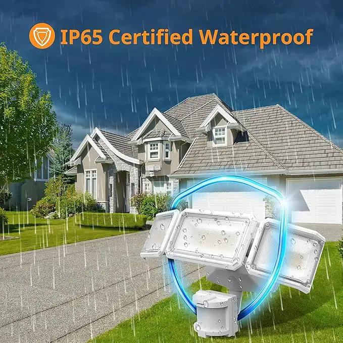 LEPOWER Battery Powered LED Flood Light Outdoor,1500LM Motion Sensor Security Lights, IP65 Waterproof,Wireless Flood Light Battery Operated,3 Head Motion Detector Light for Garage,Yard,Porch(White) by GreenHaven Gardens