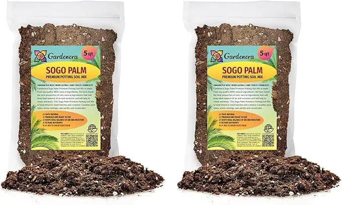 SOGO Palm Plant Potting Soil - All-Natural Blend for Thriving SOGO Palm Plants - Boosts Root Health and Distinctive Form - 10 Quart by GreenHaven Gardens