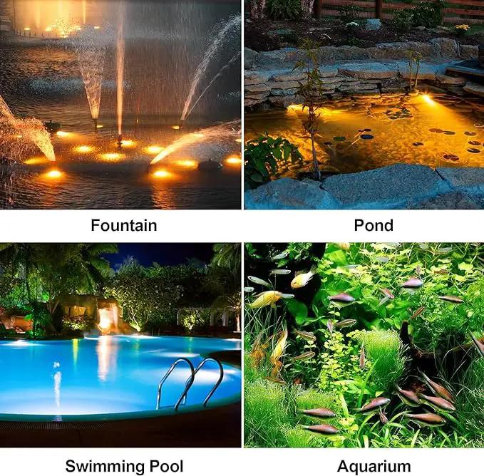 POPOSOAP Solar Pond Lights, 3-in-1 Warm White Underwater Pond Lights, IP68 Waterproof LED Landscape Spotlights for for Pond, Garden, Patio, Fountain, Pool, Waterfall Decoration(3 Head Lamp) by GreenHaven Gardens