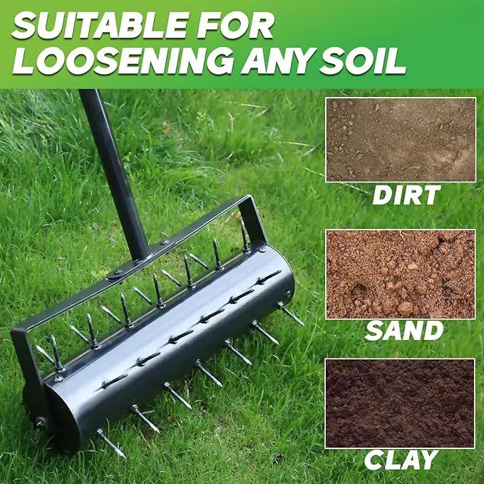 Rolling Lawn Aerator with 42 Spikes, No Assembly Required, Heavy-Duty Manual Lawn Tool for Soil Loosening and Grass Root Growth, Garden Yard Aeration Tool by GreenHaven Gardens