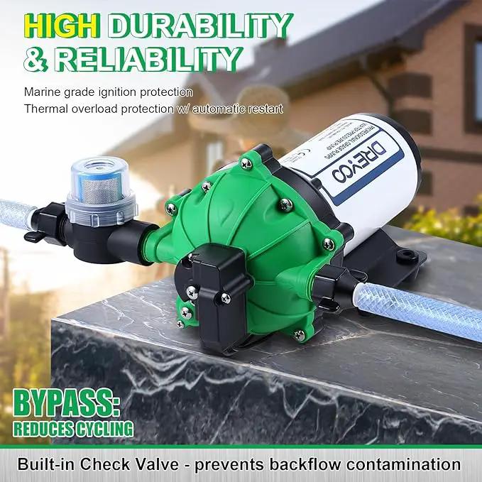 Dreyoo Water Diaphragm Pump, 115V AC, 5.5 GPM, 60 PSI Rated Pressure, 1/2" Threaded MNPT Self Priming Diaphragm Pressure Pump with Pressure Switch for Home, RV, Garden Agricultural Irrigation (Green) by GreenHaven Gardens