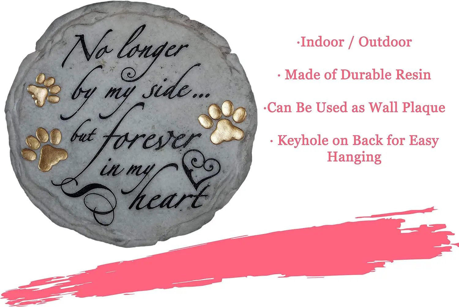 Spoontiques - Garden Décor - No Longer by My Side Stepping Stone - Decorative Stone for Garden, 9.63" Diameter by GreenHaven Gardens