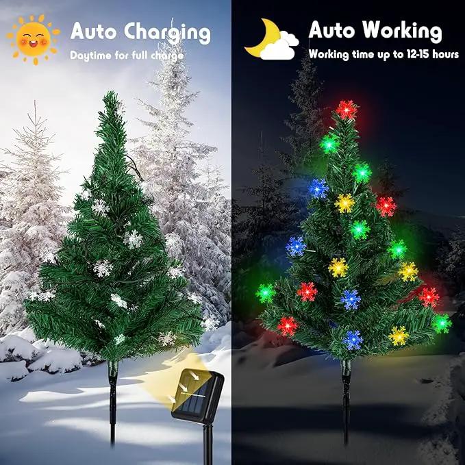 Retisee 6 Pack Solar Christmas Tree Pathway Lights Decorations Outdoor LED Snowflake Lights 8 Modes Prelit Small Christmas Tree Waterproof Solar Stake Lights for Garden, Yard, Lawn, Cemetery by GreenHaven Gardens