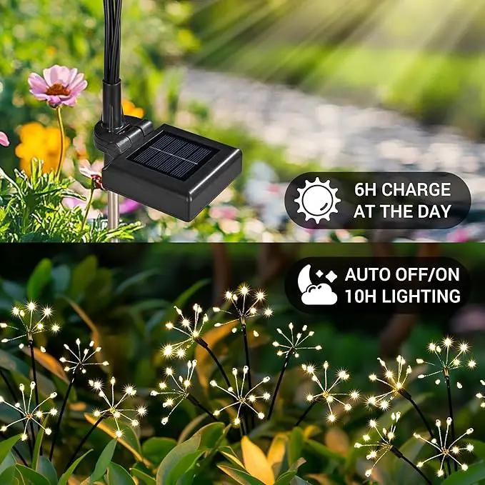 Solar Garden Decor Lights Outdoor, Solar Powered Lights Waterproof for Yard Patio Porch Flowerbed, Fairy Gardening Supplies Gifts Firwork(8 Pack Warm White) by GreenHaven Gardens