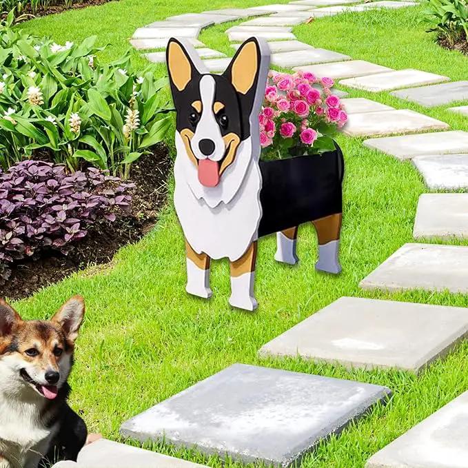 Concepts Welsh Corgi Dog Planter Plant Pots,Cute Garden Dog Flower Planter,Dog Planters Birthday Gifts for Women,Office,Indoor/Outdoor Decor （9.45 * 5.51 * 13.35in） by GreenHaven Gardens