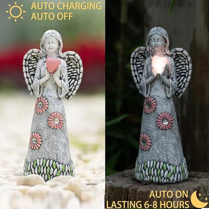 Solar Angel Garden Statue,Garden Angel Figurines,Solar Garden Sculpture with Resin Angel Decor for Patio Lawn Yard Porch Decorations,Housewarming Garden Gift,10.03inch by GreenHaven Gardens