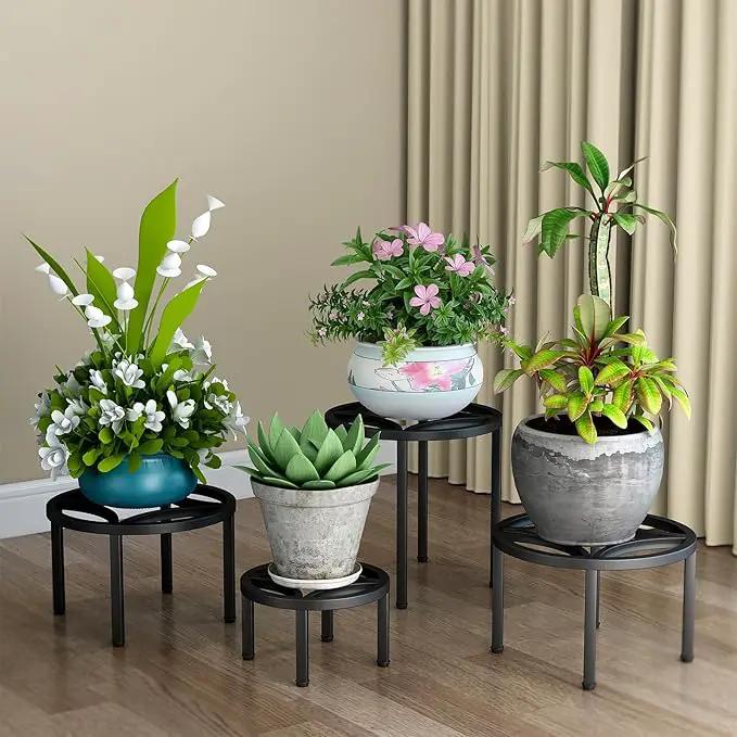 Zhongma Set of 4 Metal Plant Stand for Heavy Potted Plant for Home Indoor and Outdoor, 220 LBS Capacity & Heavy Duty Construction, Sturdy Plant Riser without Installation Required by GreenHaven Gardens